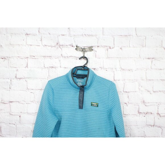 LL Bean Airlight Knit Pullover Sweater Smoky Blue Heather Size M - Picture 2 of 10